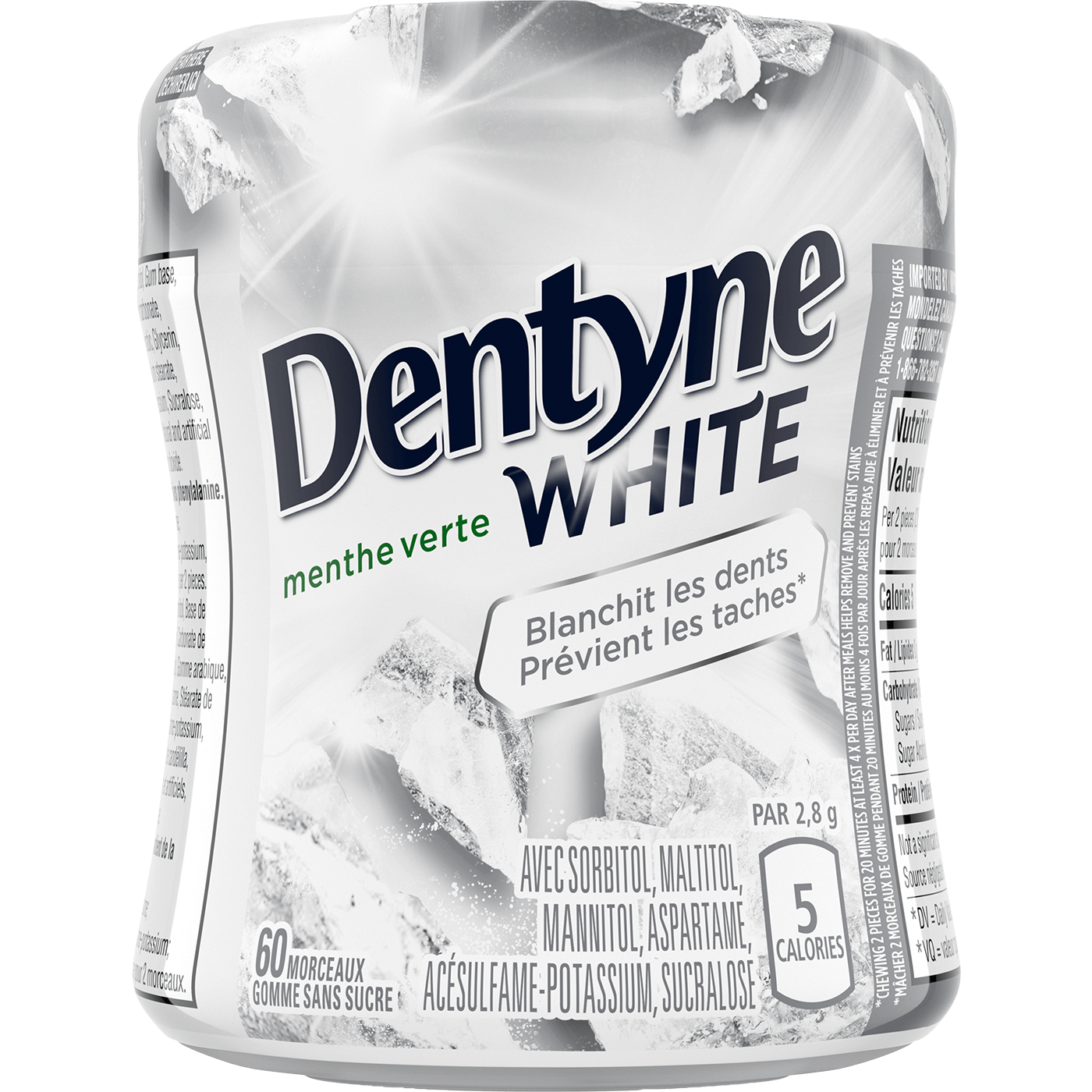 Dentyne WHITE Menthe verte Flacon