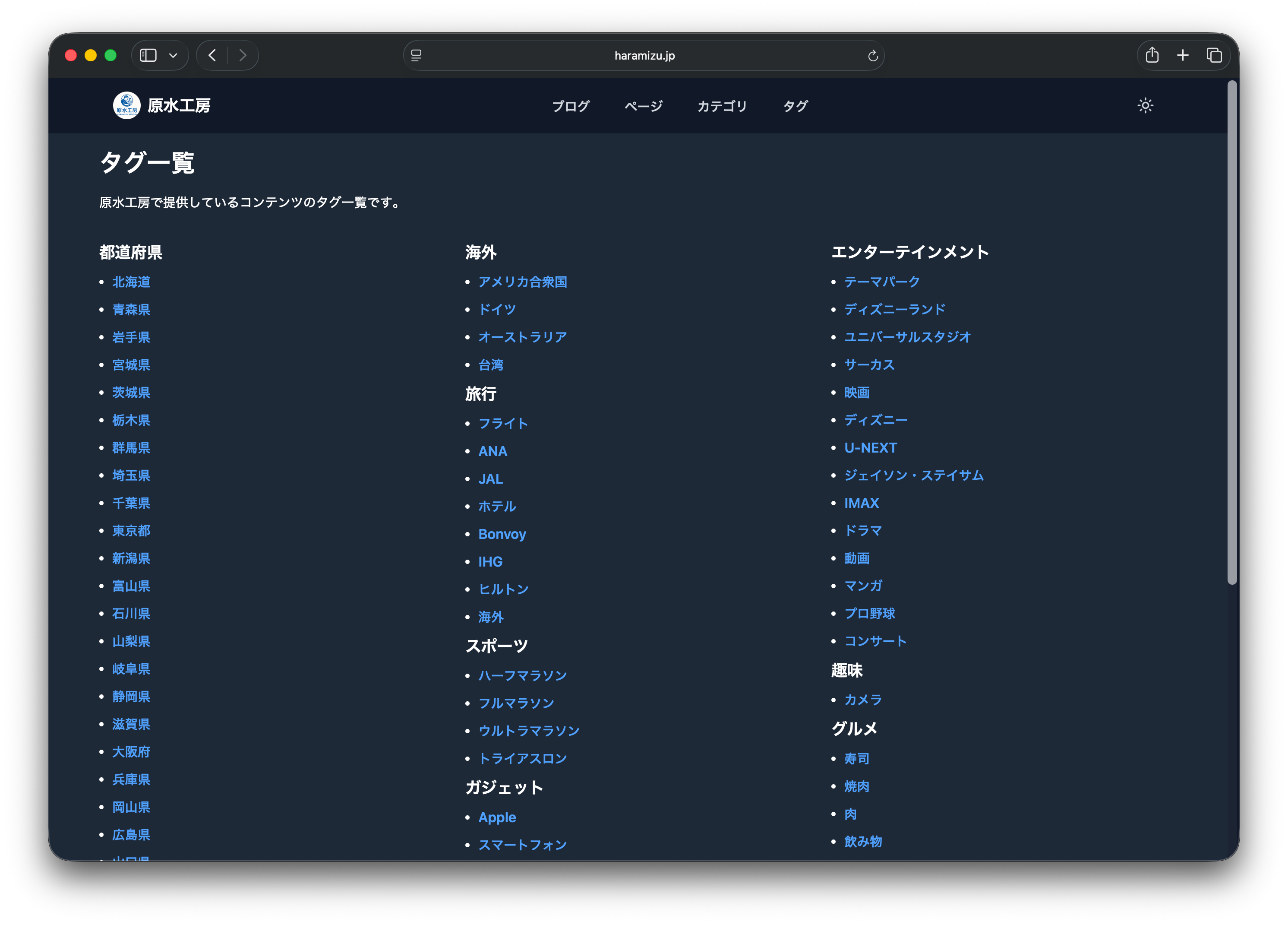 タグをジャンル別に整理