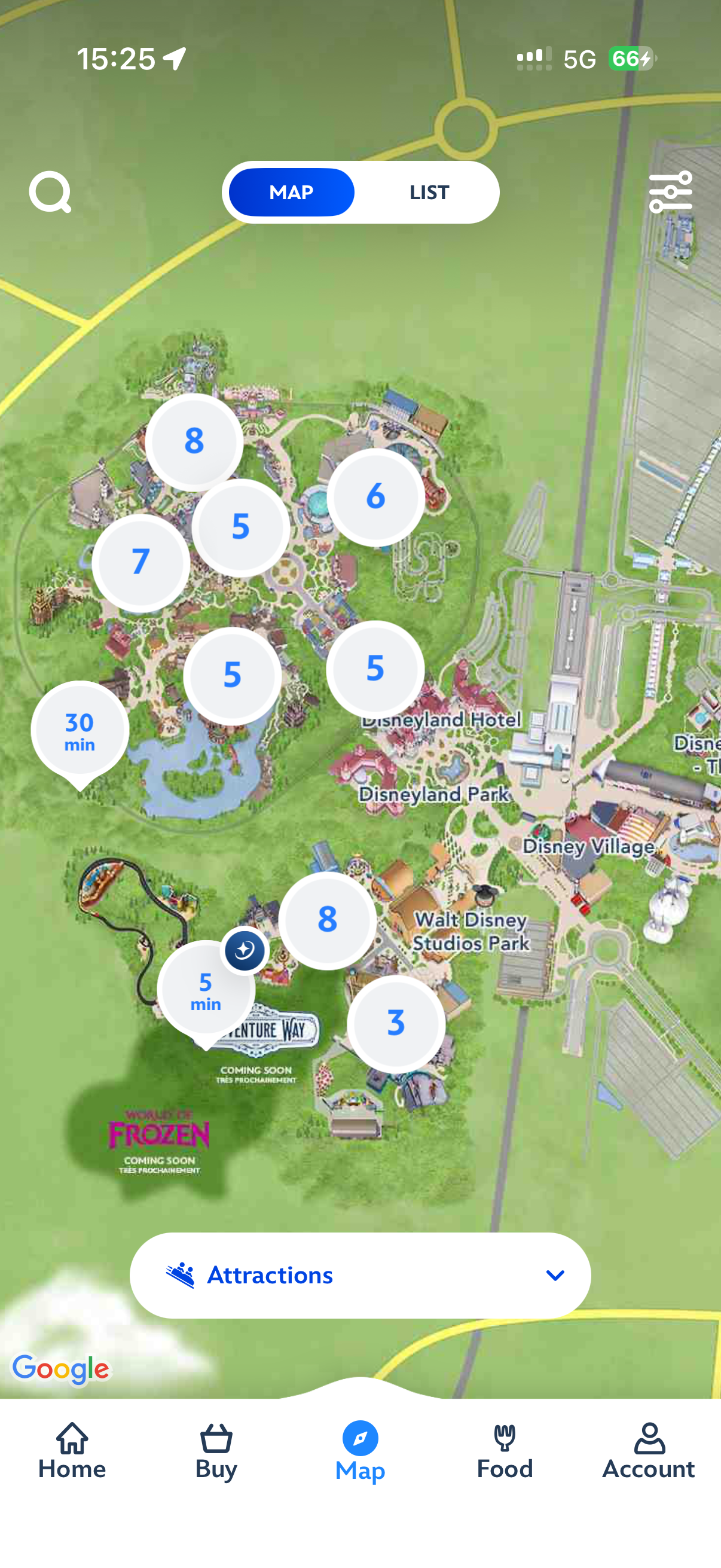 待ち時間とかアプリでチェックできます