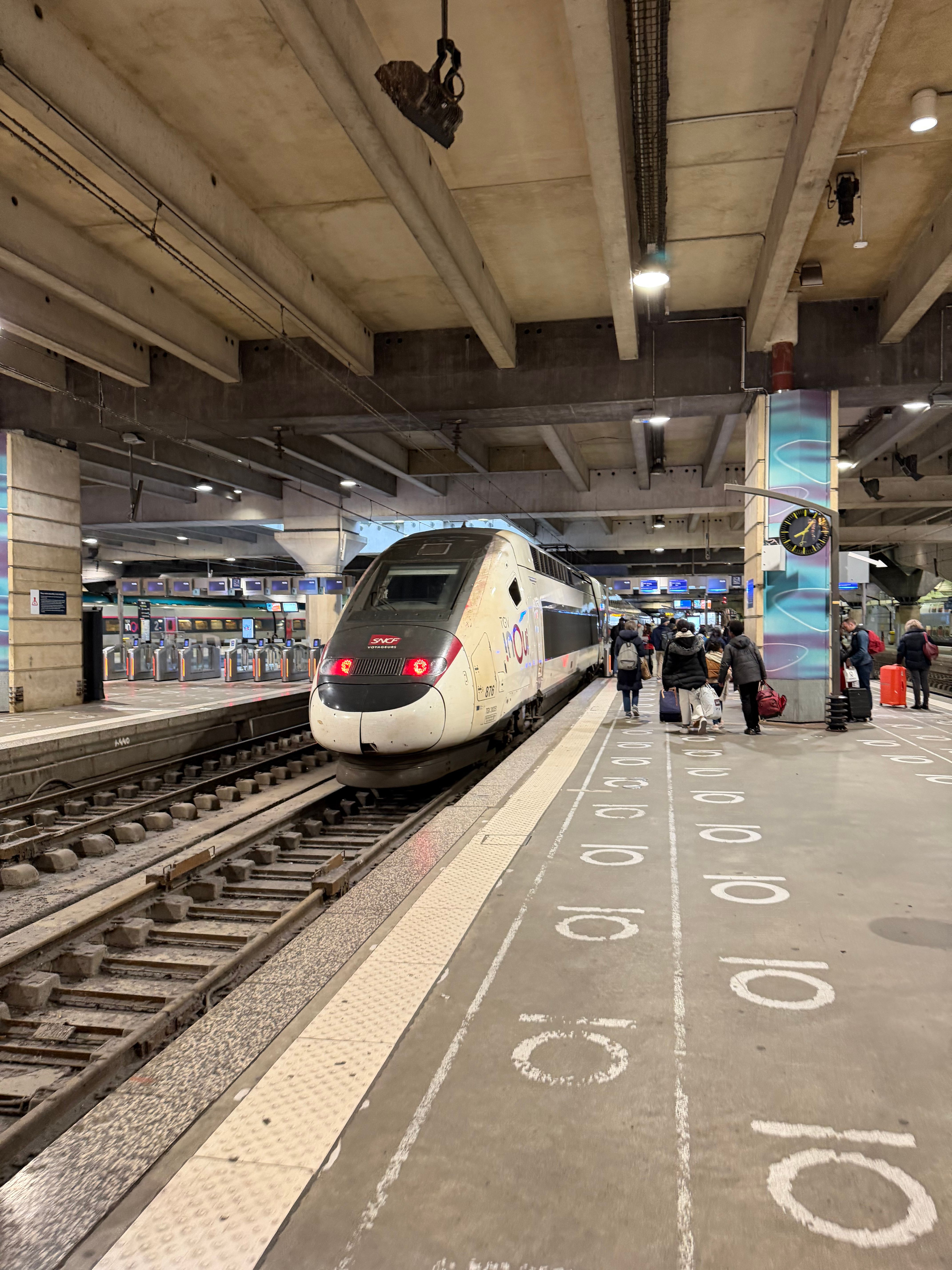 駅のホームで TGV に乗る