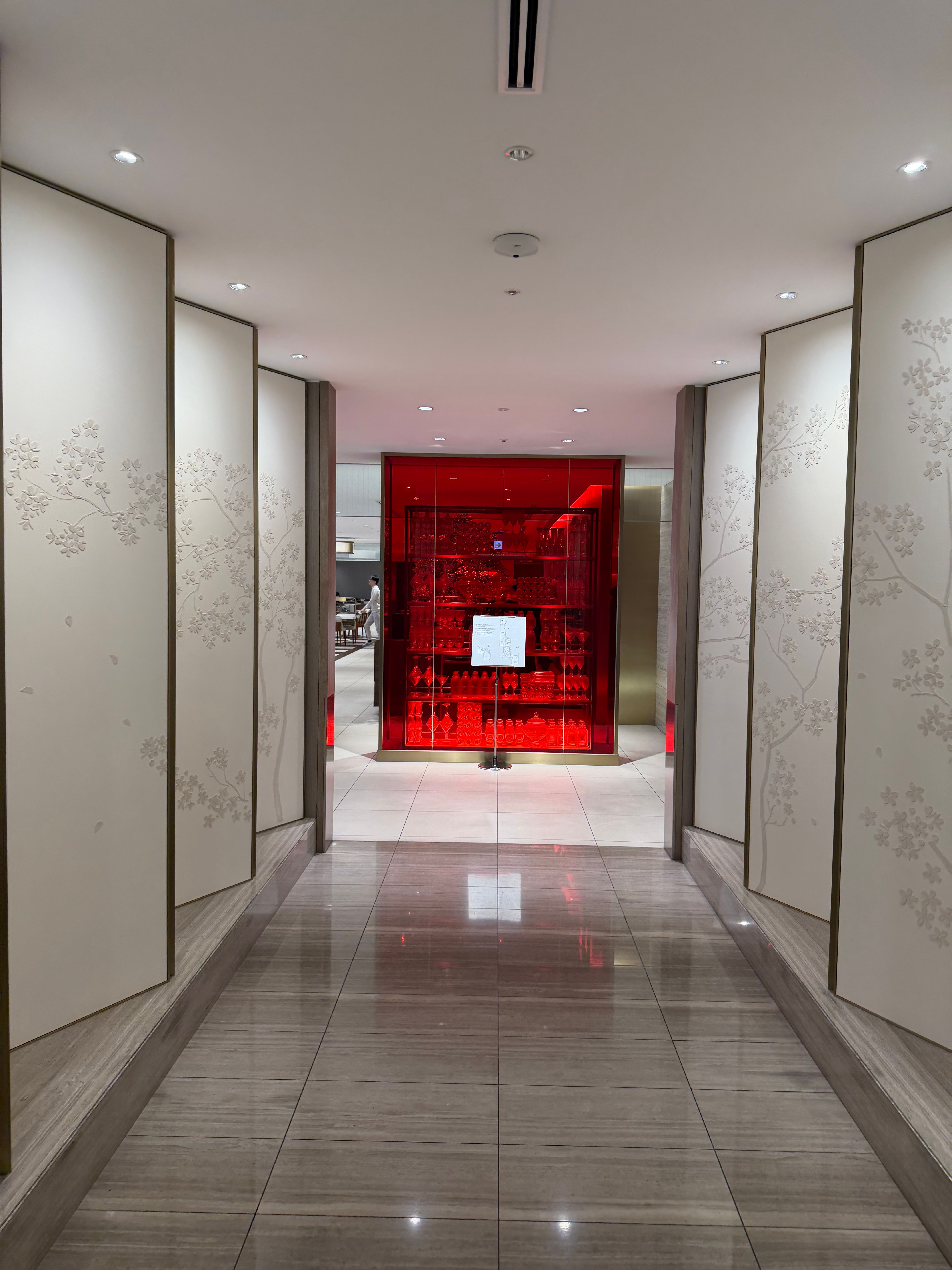 入り口からラウンジまでの道、途中シャワーとかもあります