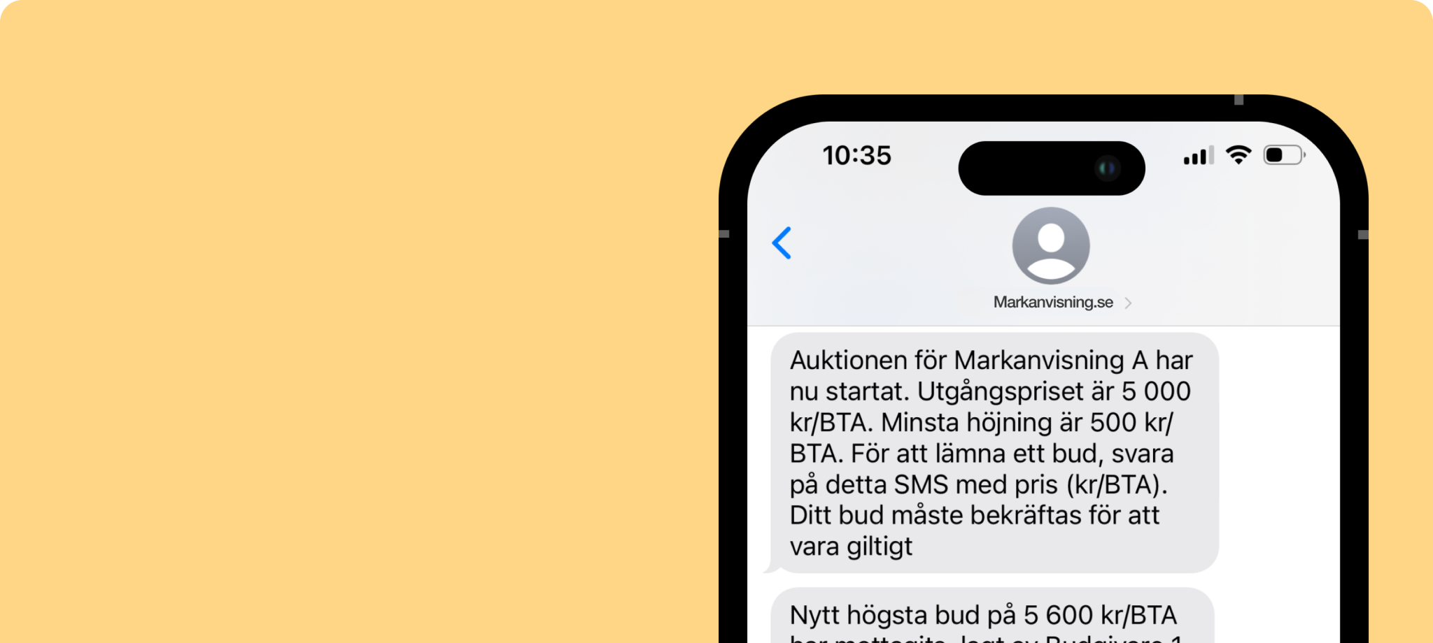 Skärmavbild för Markanvisning.se:s nya auktionsverktyg