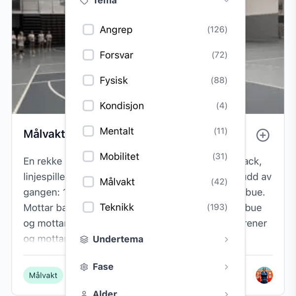 Find exercises quickly - Planr app