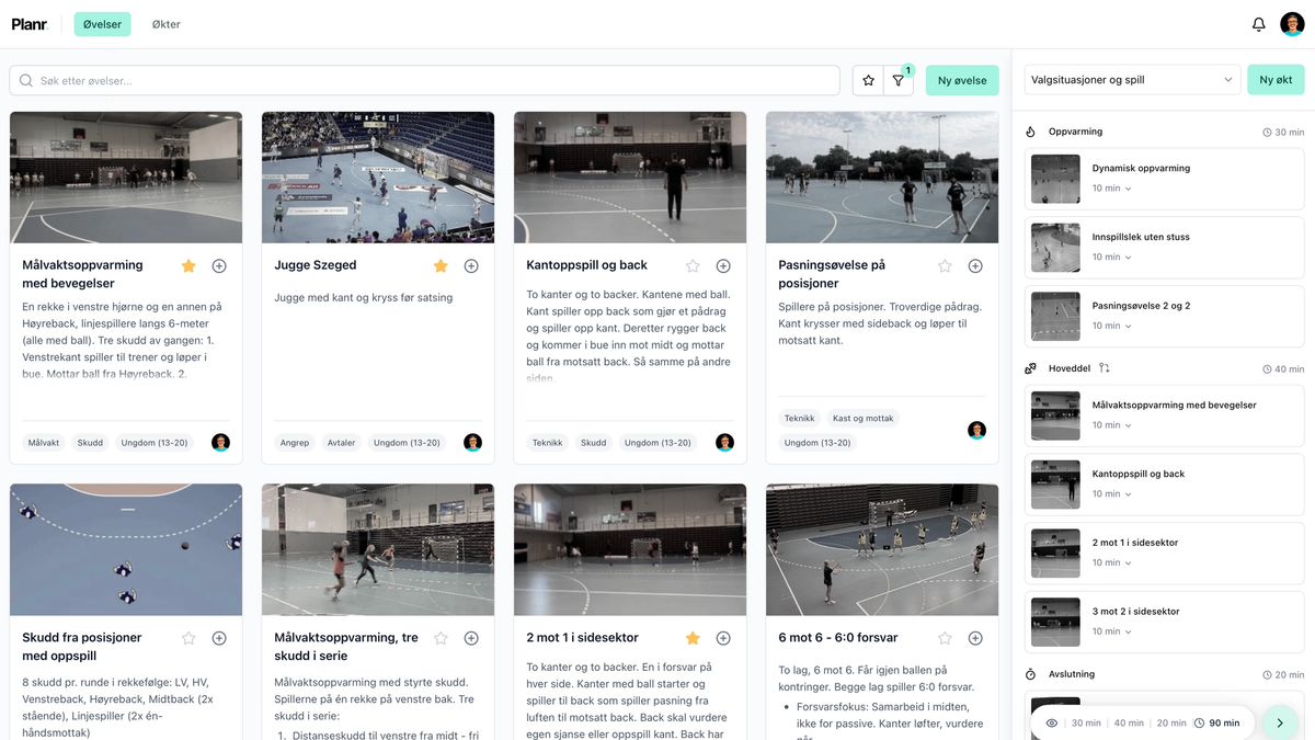 Planr web app treningsplanlegging