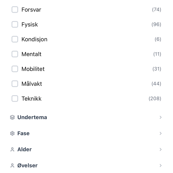 Find exercises quickly - Planr app