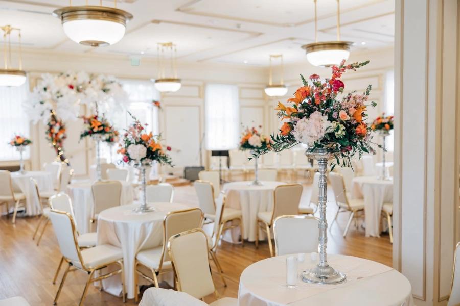 Wedding with Tall Floral Centerpieces