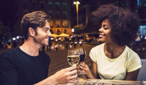 Flirting, dating, research tactics, drinks, dates, smiles, cheers, hugs