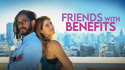 A man and woman standing back-to-back under a Friends With Benefits title, highlighting the ambiguous situationships, casual dating traps, and relationship challenges in the Tulsa dating scene.