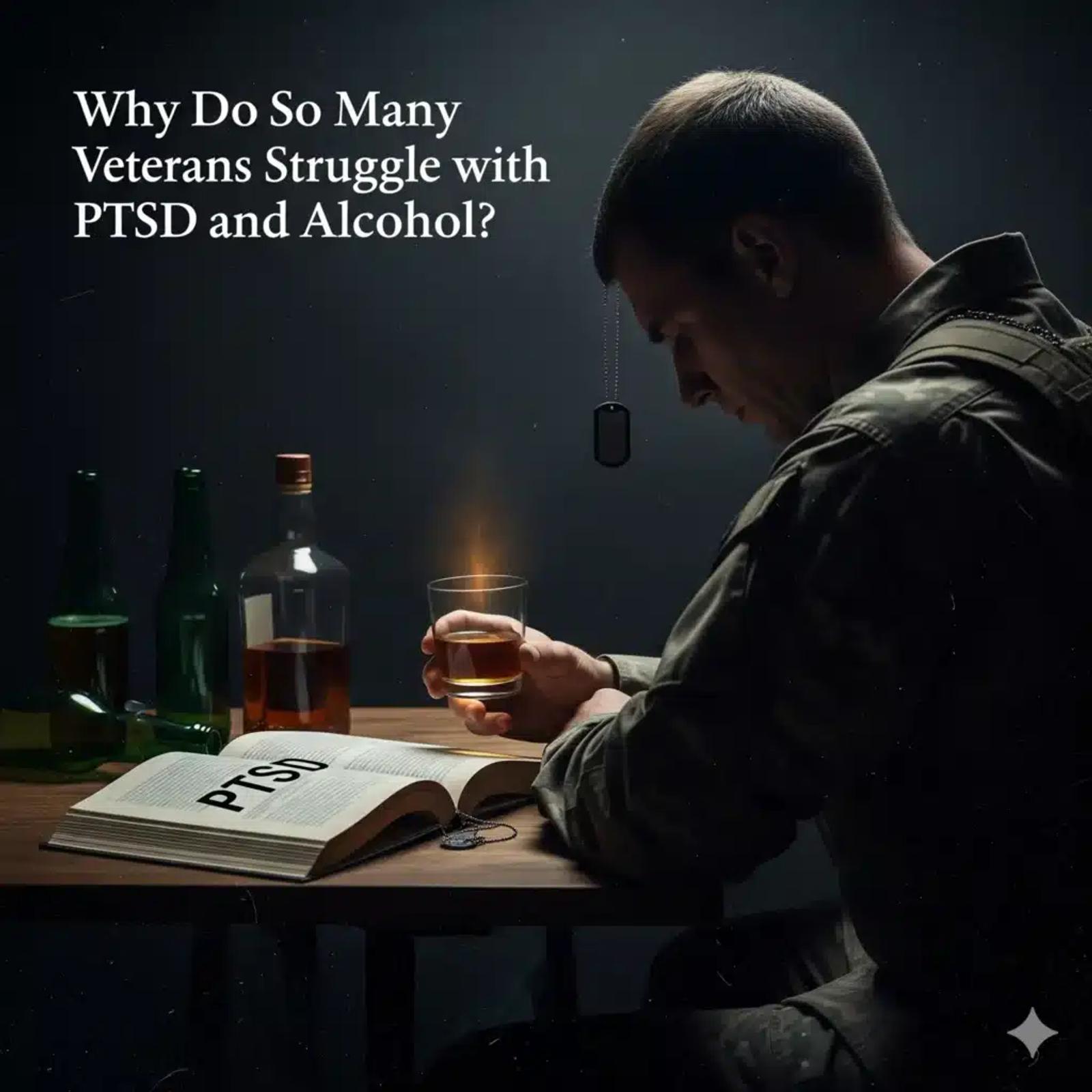 Image illustrating: For veterans battling PTSD and  addiction after military service, integrated treatment  is the most ef...