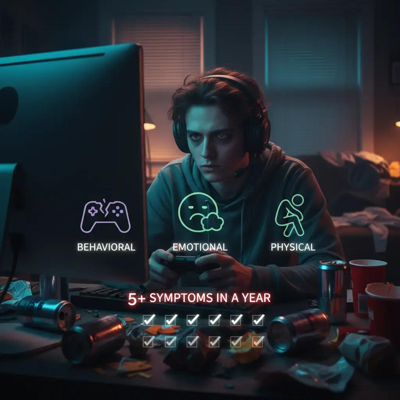 Image illustrating: The Key Difference Between Passionate Gaming and Video Game Addiction Symptoms