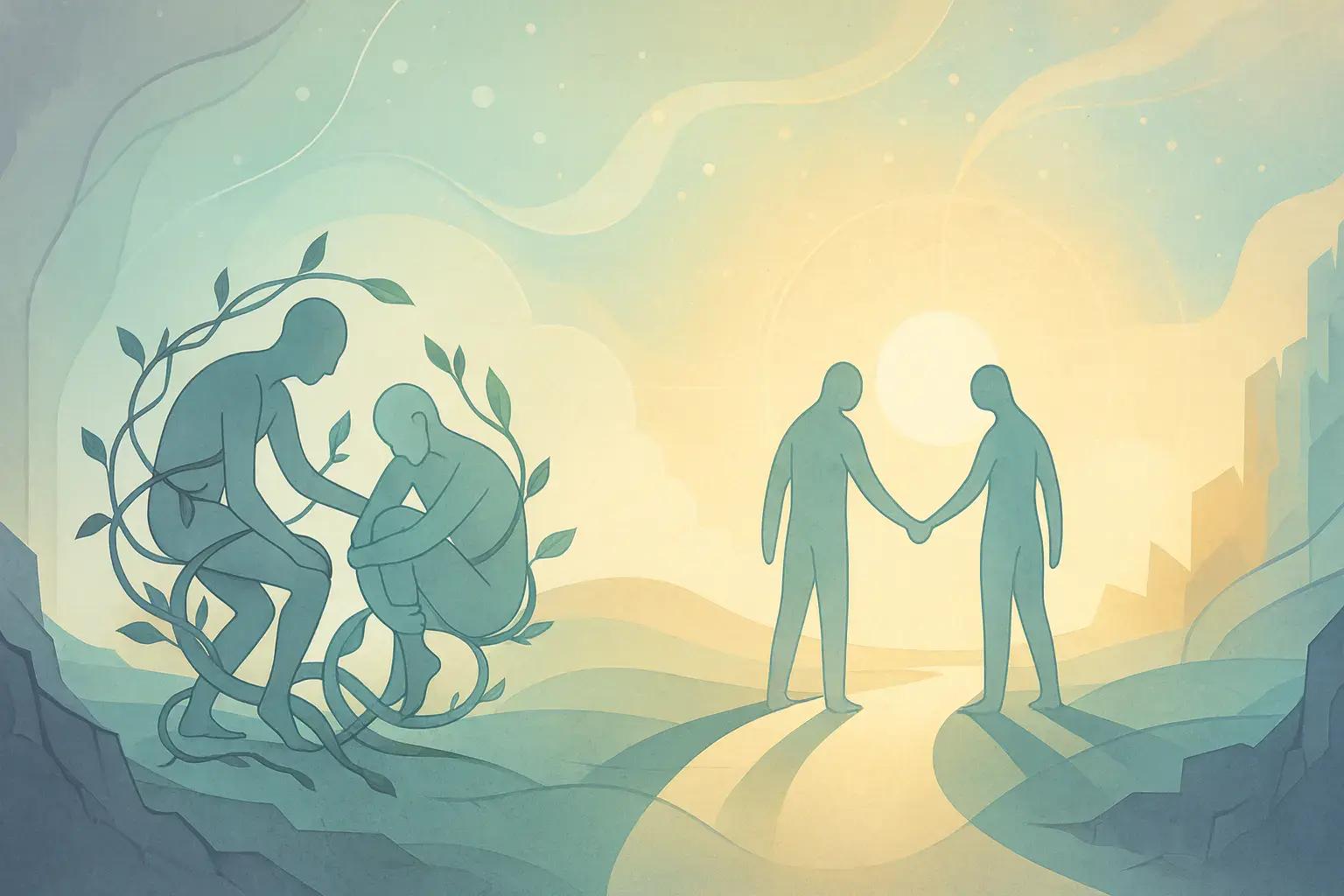 Illustration for an article on understanding codependency: breaking the cycle for a healthier family dynamic