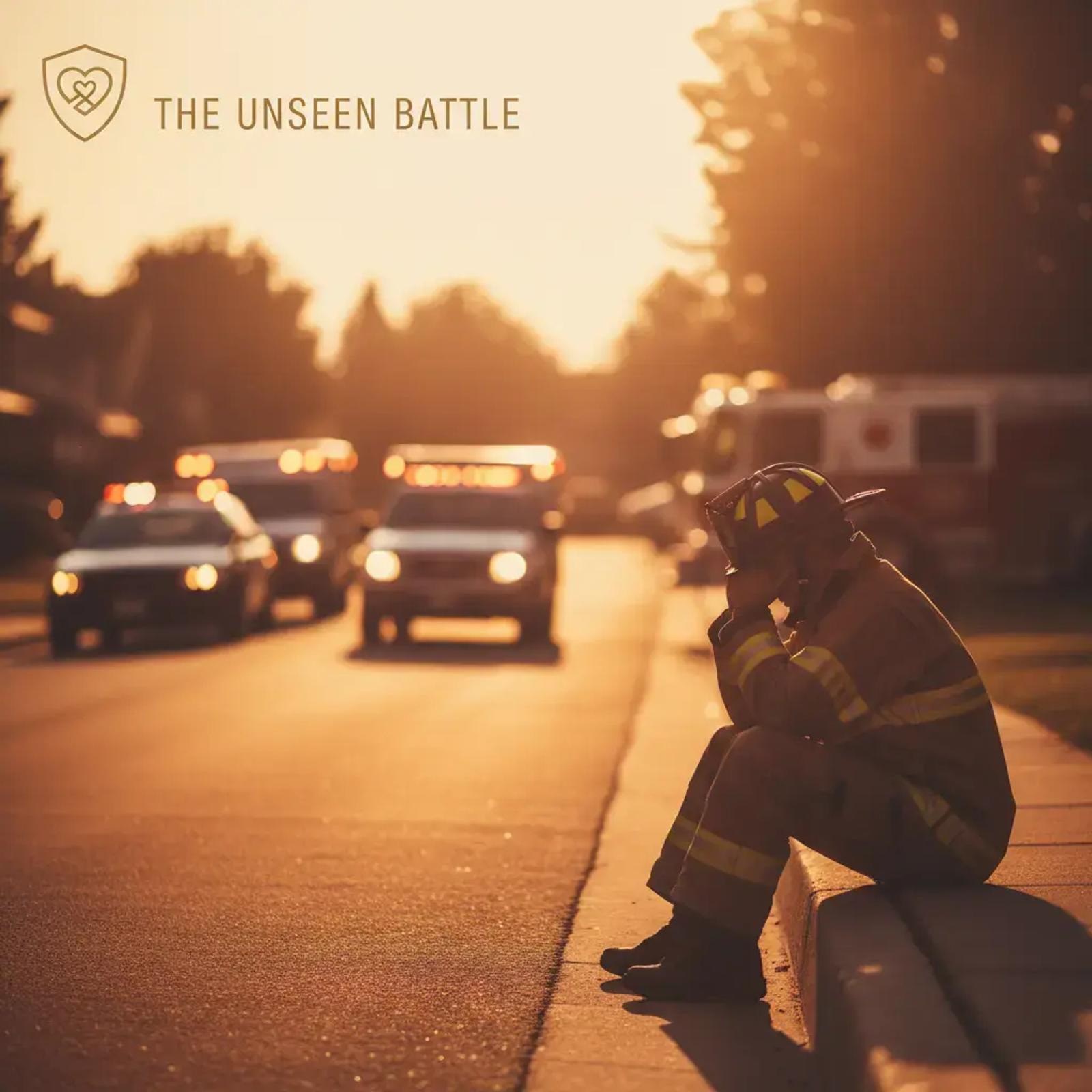 Image illustrating: First responders face disproportionately high rates of PTSD, depression, and substance abuse, often wo...
