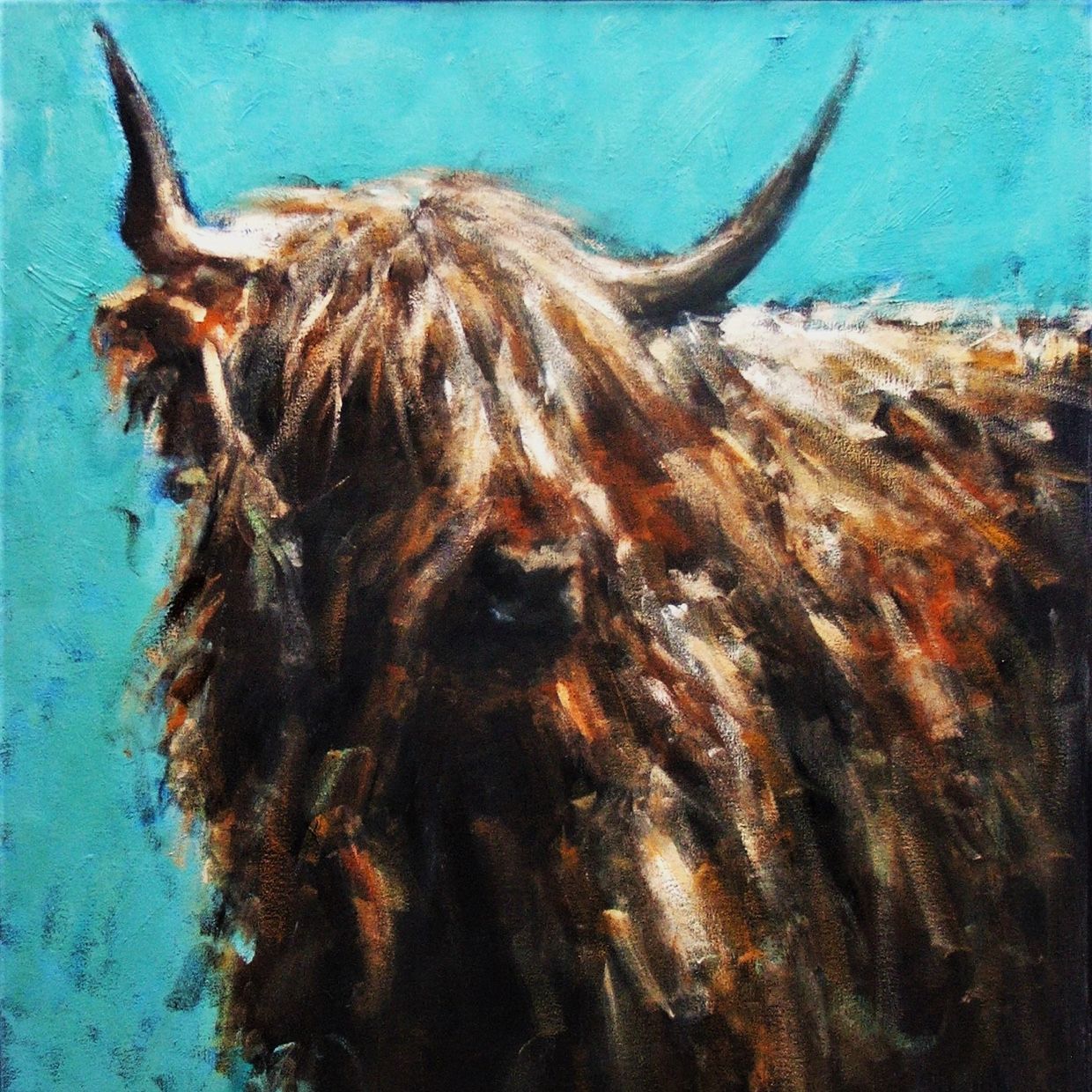 Highland Cow Turquoise