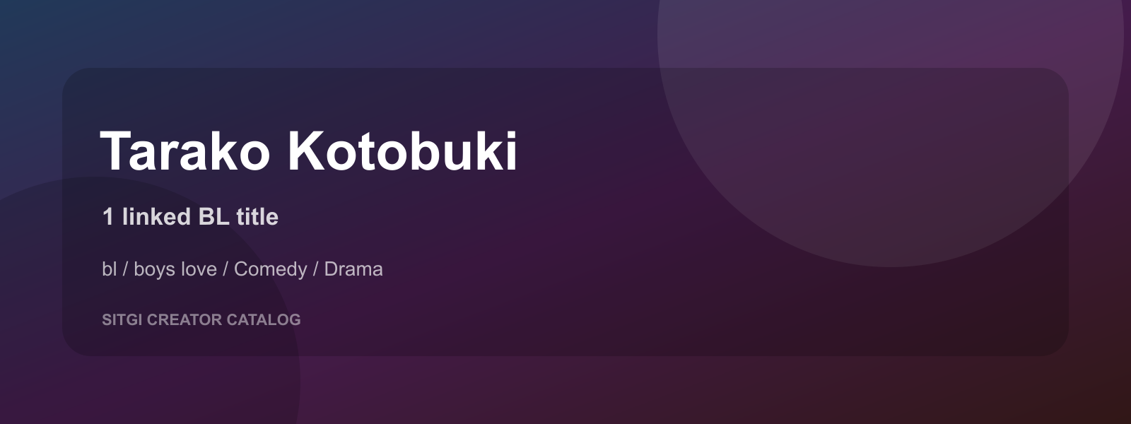 Tarako Kotobuki cover