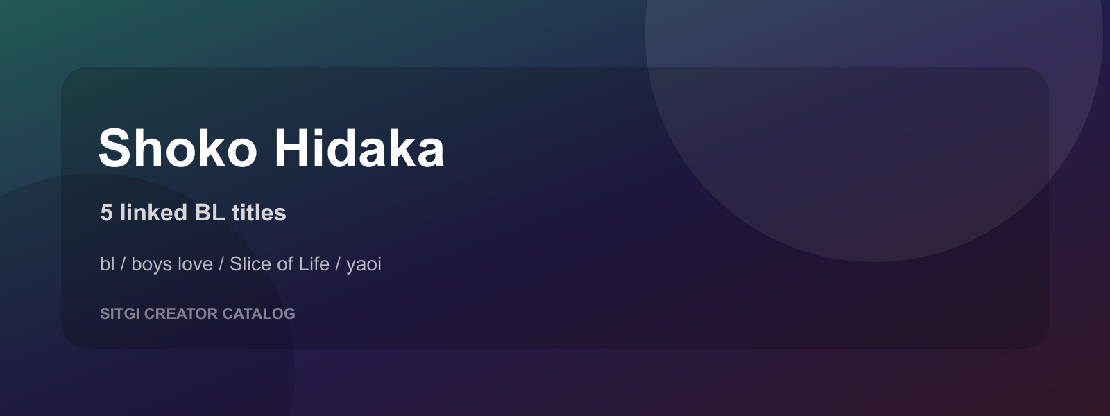 Shoko Hidaka cover