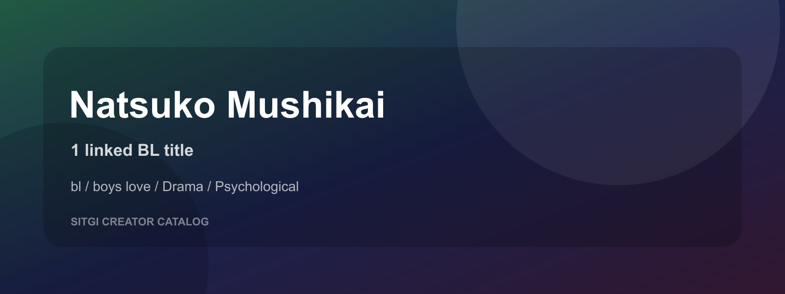 Natsuko Mushikai cover