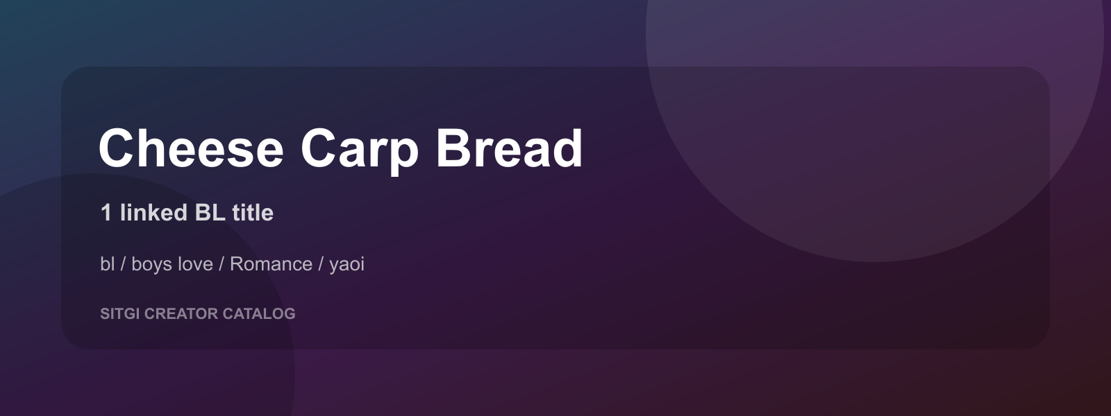 Cheese Carp Bread cover