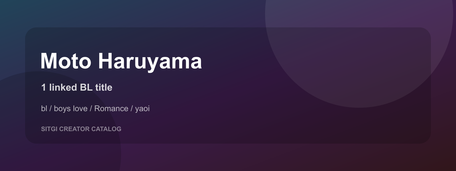 Moto Haruyama cover