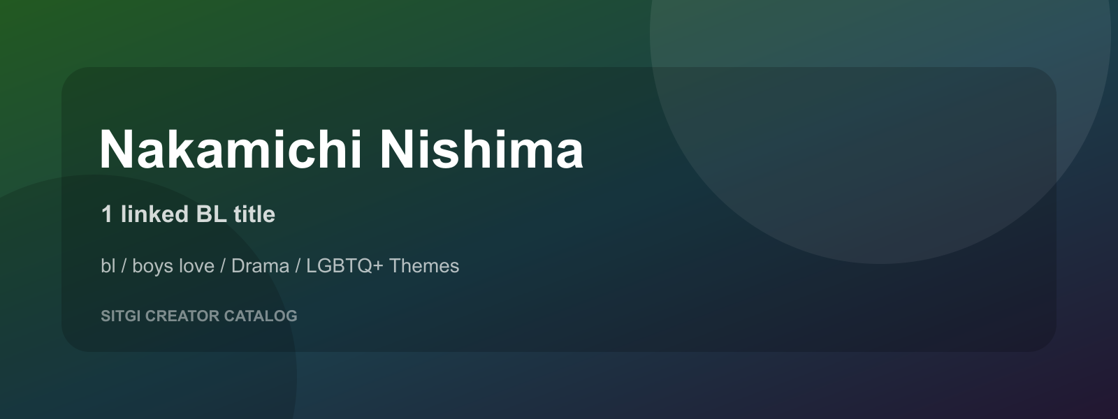 Nakamichi Nishima cover