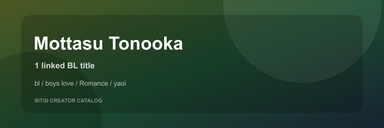 Mottasu Tonooka cover