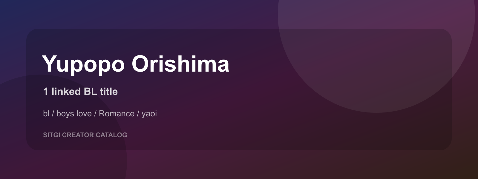 Yupopo Orishima cover