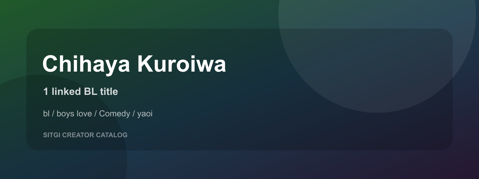 Chihaya Kuroiwa cover