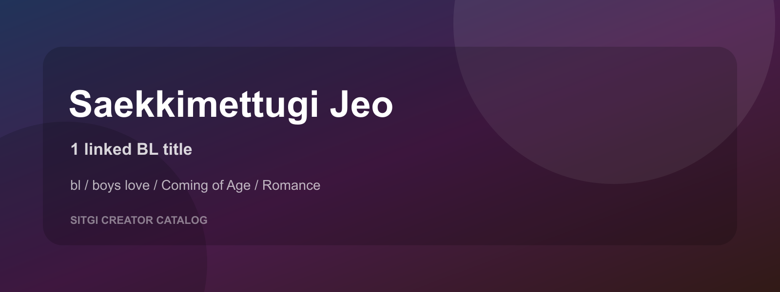 Saekkimettugi Jeo cover
