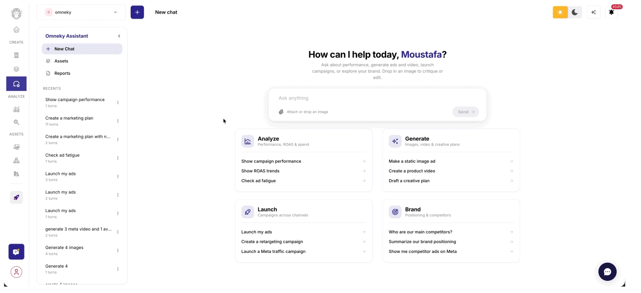 Omneky Agent Analytics & Reporting demo