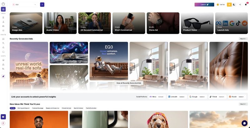 Omneky Home Screen — AI Video Creation Suite