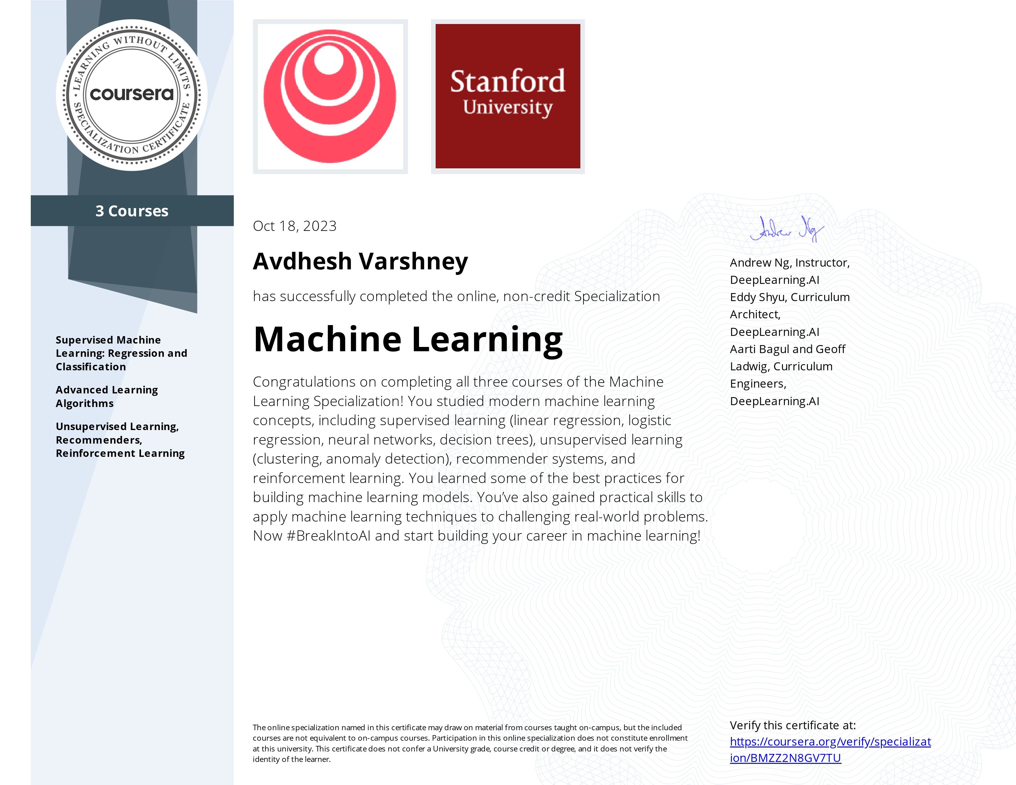 Machine Learning Coursera Course