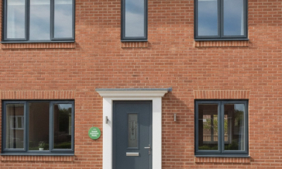 UK home with modern double glazed windows and an insulated front door after an energy efficiency upgrade.