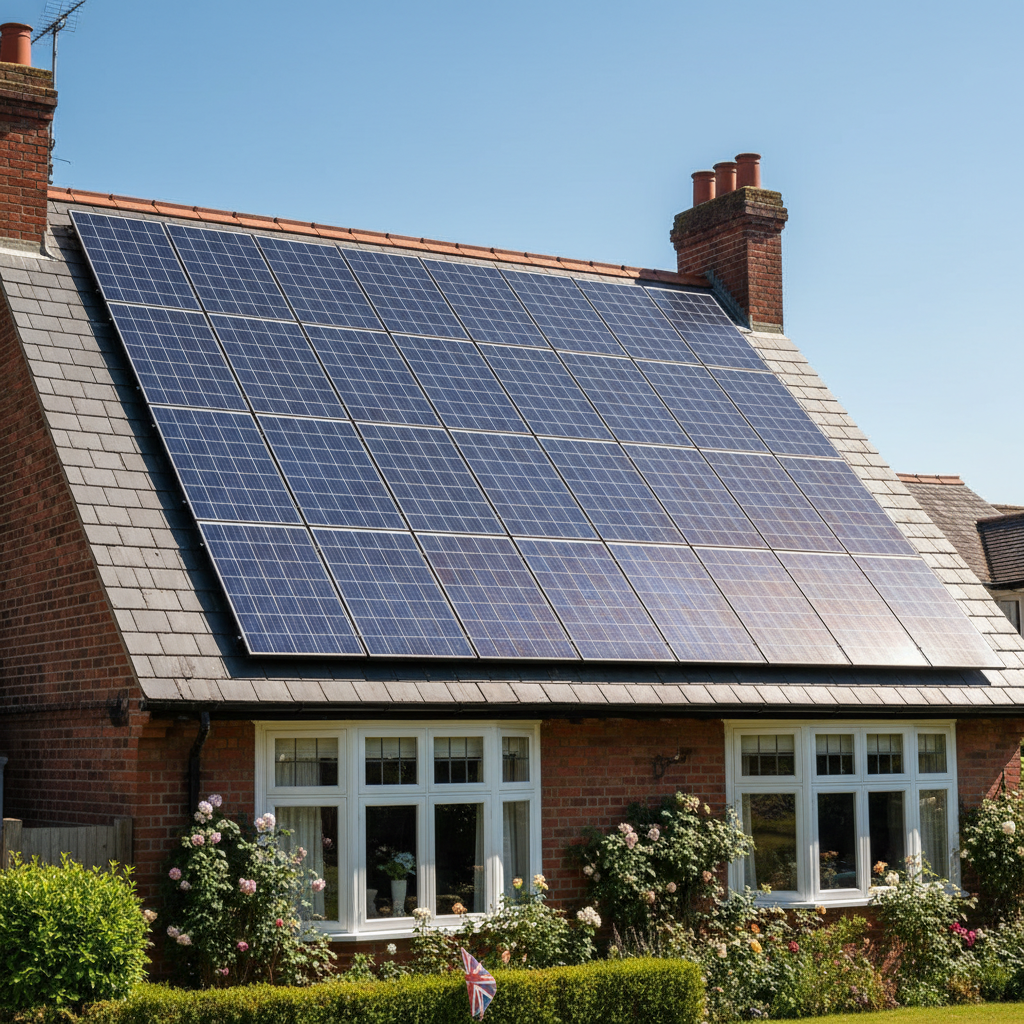 Solar panels on a UK residential roof