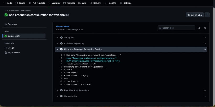 View Drift Detection Output