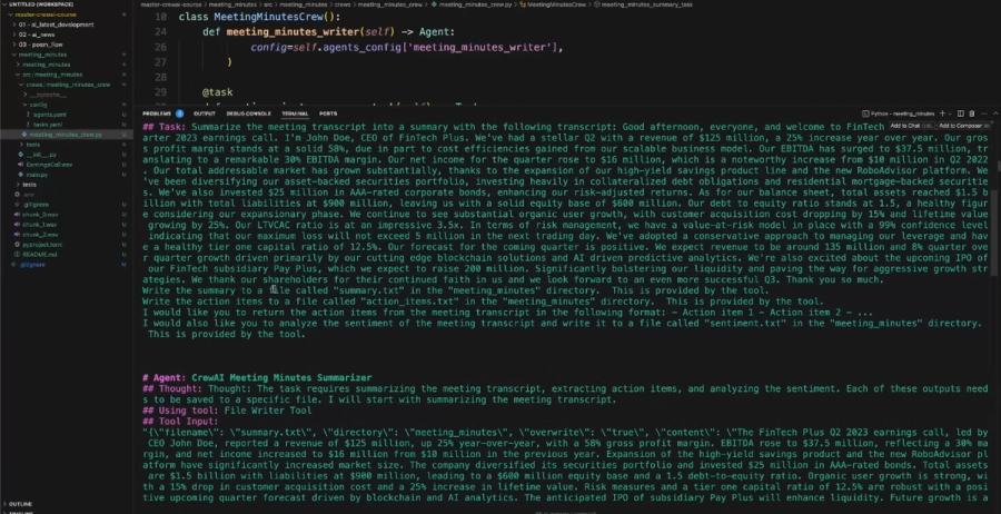 Summarizes meeting transcripts, extracts action items, and analyzes sentiment for detailed meeting minutes.