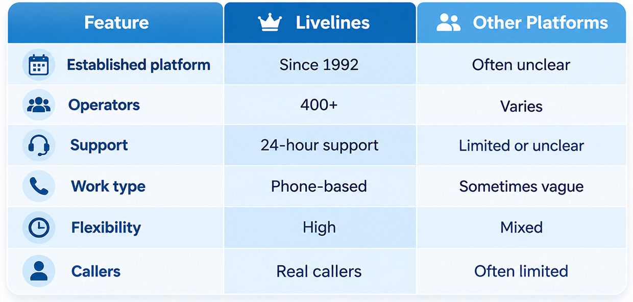LiveLines UK Jobs - LiveLines UK vs Other Platforms Infographic