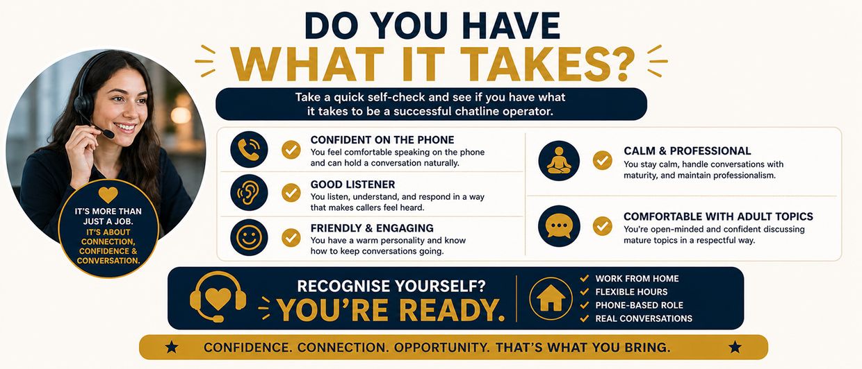 Are Chatline Operator Jobs Legit in the UK? Do you have what it takes? Infographic