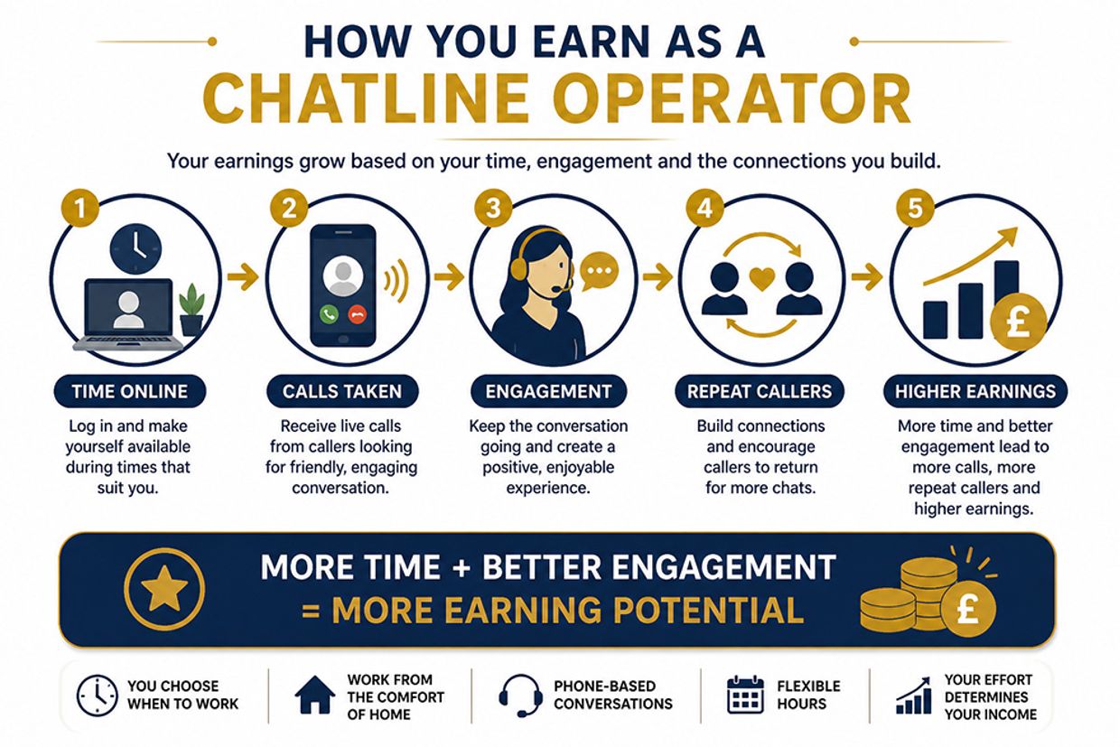 How you earn as a chatline operator - Infographic