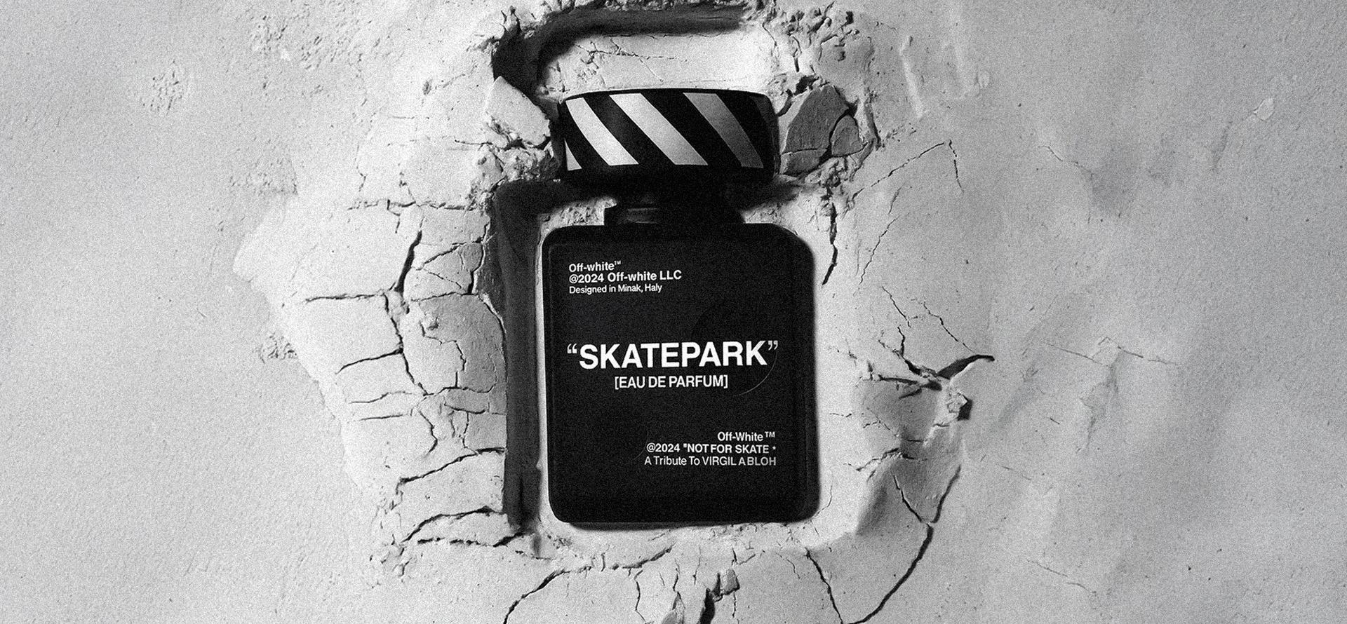 Diseño de packaging conceptual del perfume Skatepark para Off-White