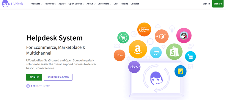 UVdesk landing page