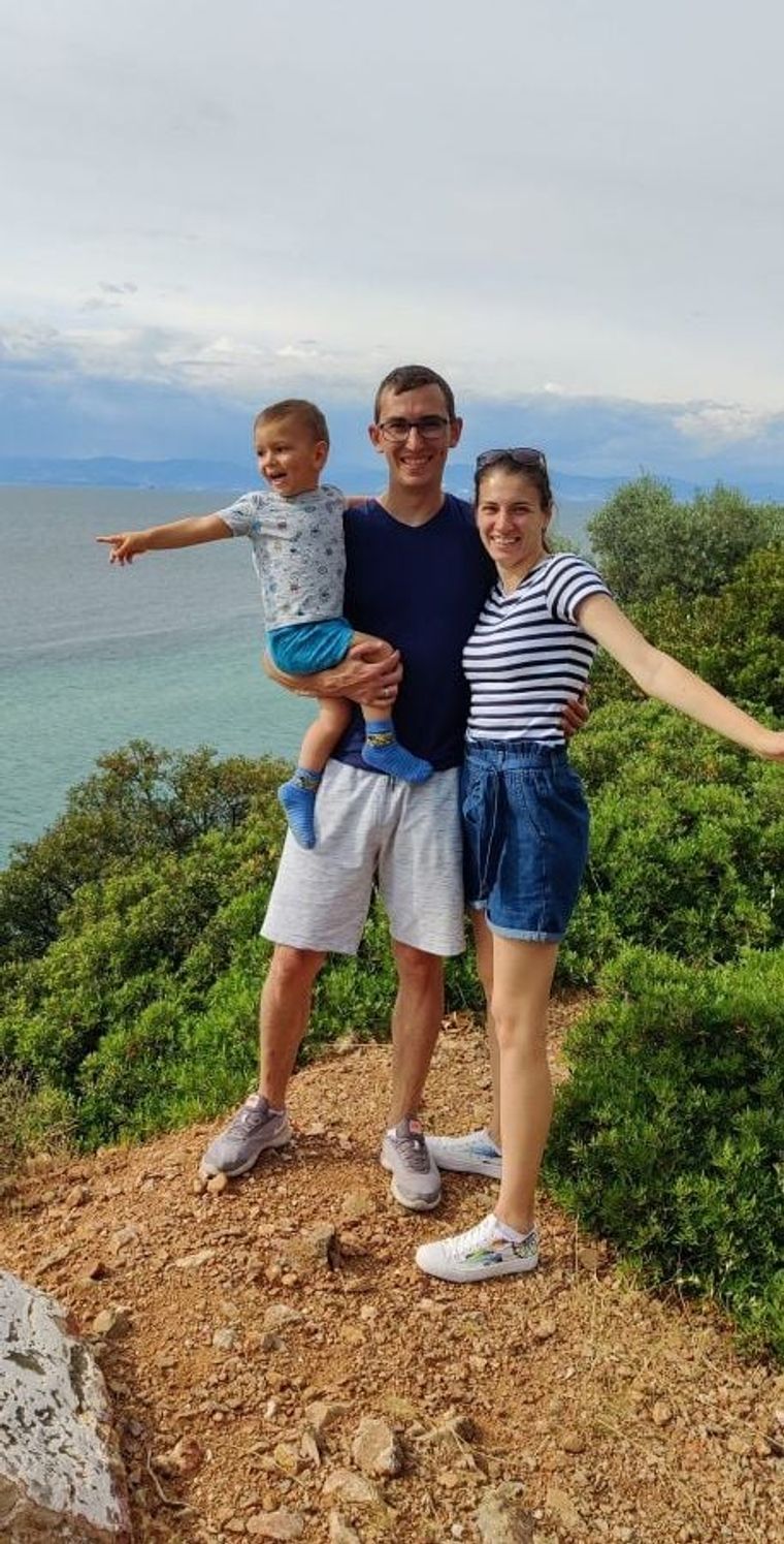 A happy family on the seaside