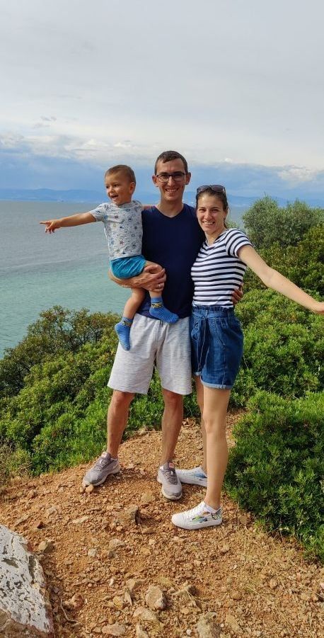 A happy family on the seaside