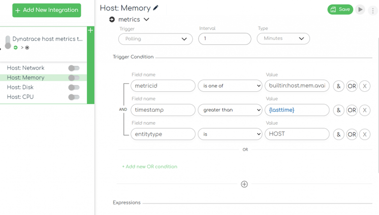 – ZigiOps Dynatrace ServiceNow integration: Dynatrace host metrics to ServiceNow metrics – trigger conditions