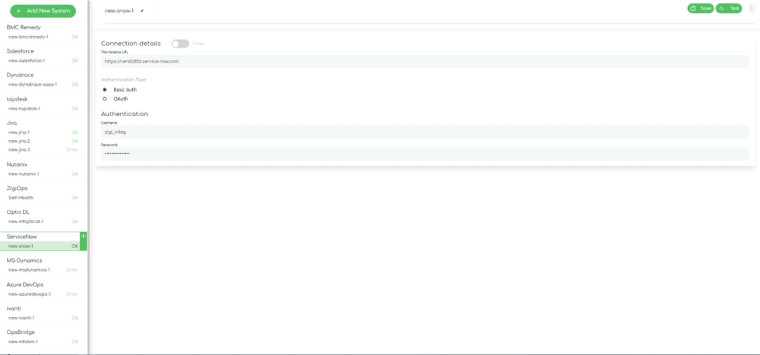 Connecting ZigiOps to the ServiceNow instance