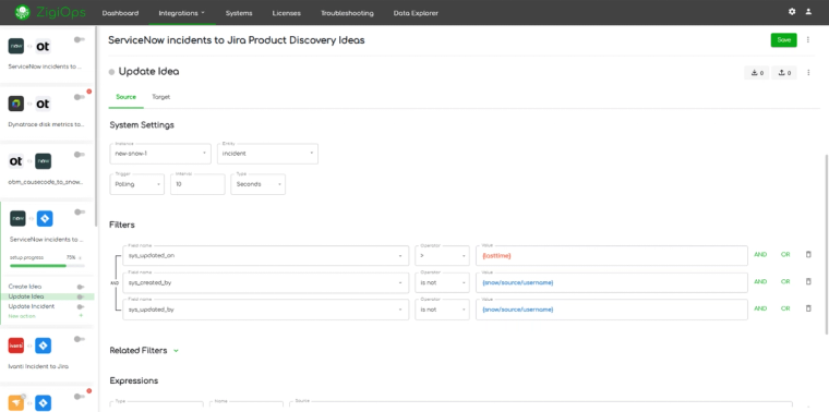 Jira Product Discovery to ServiceNow integration Update idea filters fields (they are customizable per use case needs)