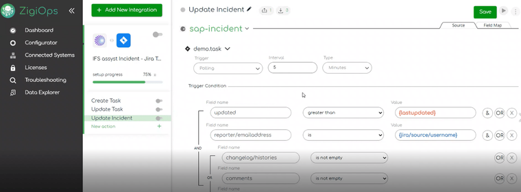 IFS to Jira integration: Updating IFS incident