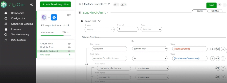 IFS to Jira integration: Updating IFS incident