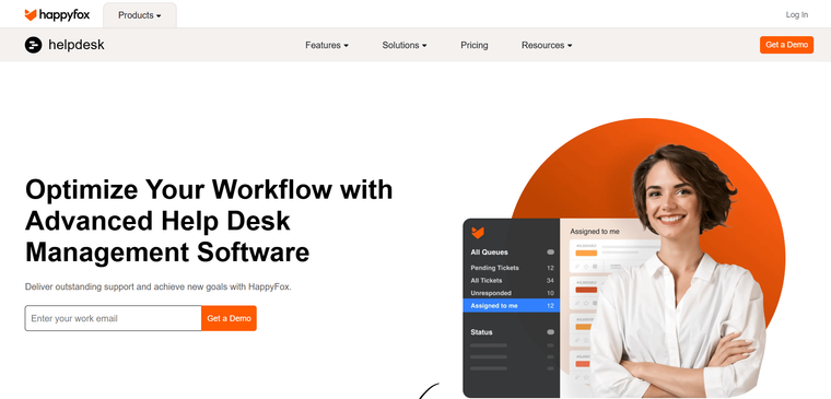 HappyFox landing page