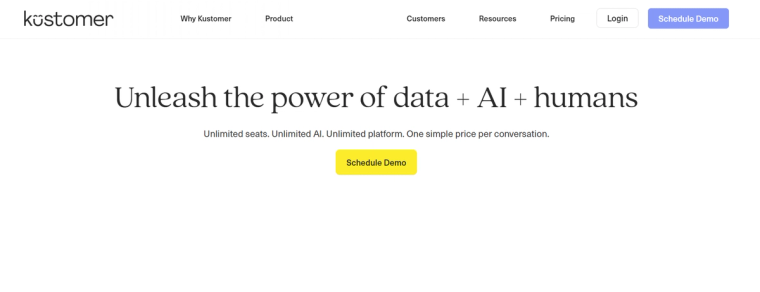 Kustomer landing page