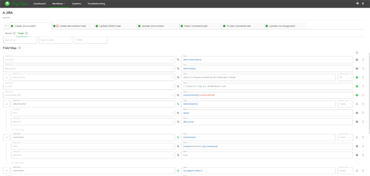 Screen capture of ZigiOps Field mapping in a Jira integration – in details
