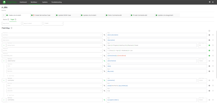 Screen capture of ZigiOps Field mapping in a Jira integration – in details